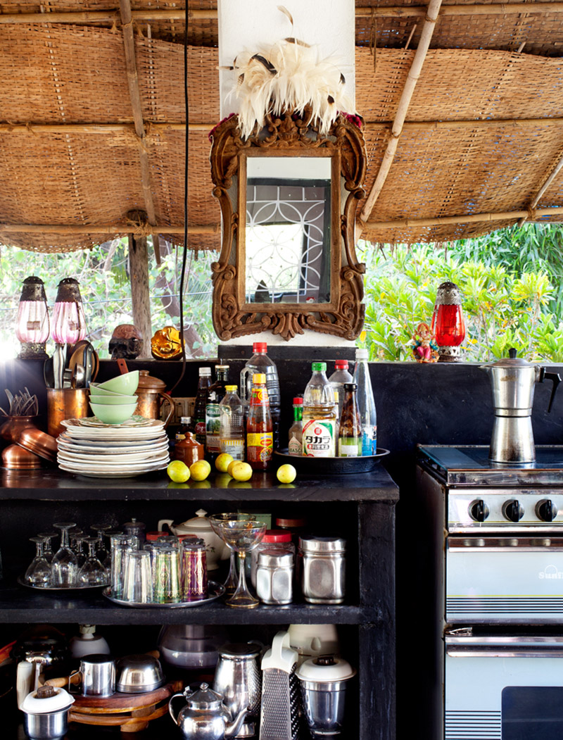 La maison de Jade Jagger à Goa // Cuisine d'extérieur en mode bazar chic