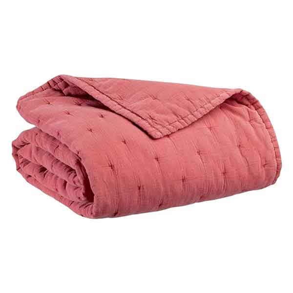 Vivaraise - Jeté de lit en coton rose litchi, Ming