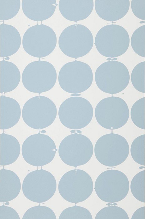 Papier-peint à pois sous forme de pomme bleu clair sur fond blanc