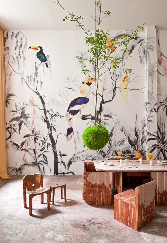 Fresque Murale « Tropical birds » par l'artiste argentin Pablo Piatti