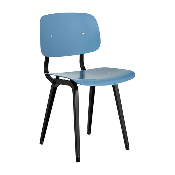 Hay - Chaise en plastique bleu, Revolt, design : Friso Kramer, 1950