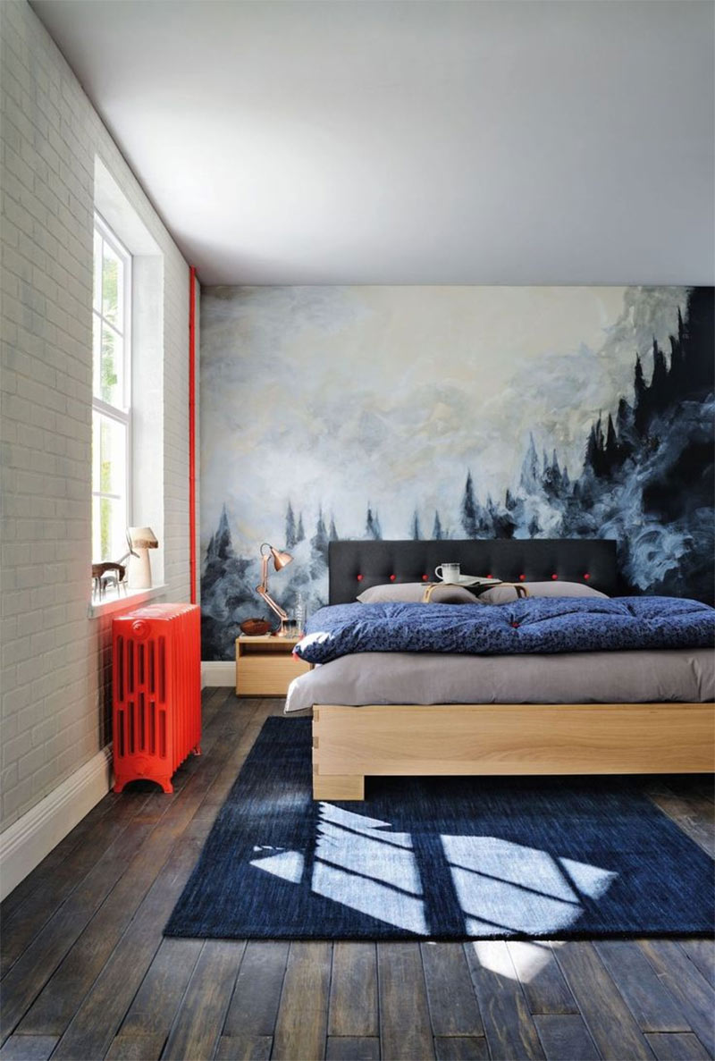 Chambre avec papier peint trompe-l’œil payasage de montagne Chambre avec papier peint trompe-l’œil payasage de montagne