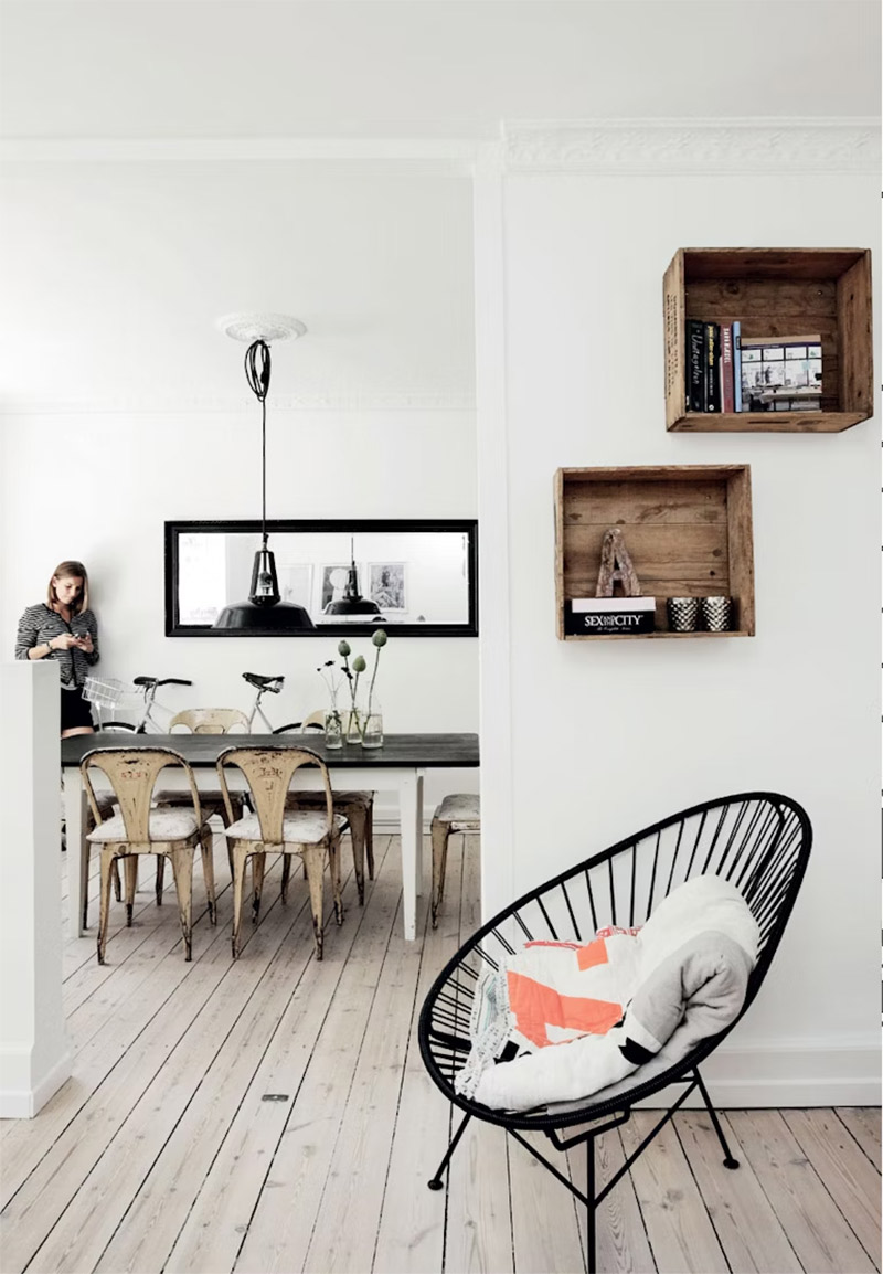 Un appartement design et contemporain meublé avec quelques meubles bruts chinés Un appartement design et contemporain meublé avec quelques meubles bruts chinés