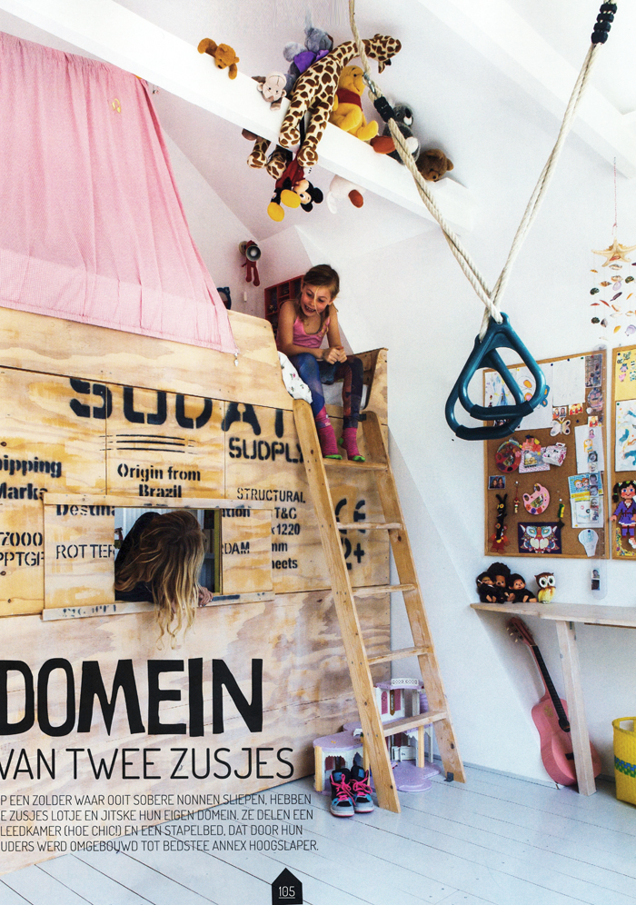 Zolder Kamer || Chambre d'enfants bohème avec lit cabane en vieilles planches