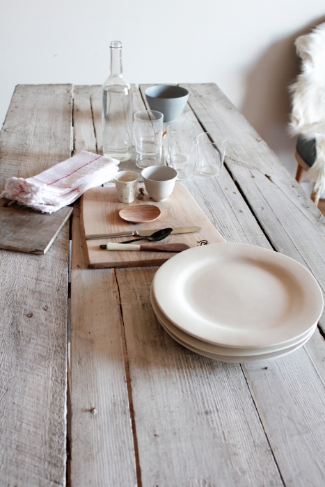 Kim white wash wood table setting