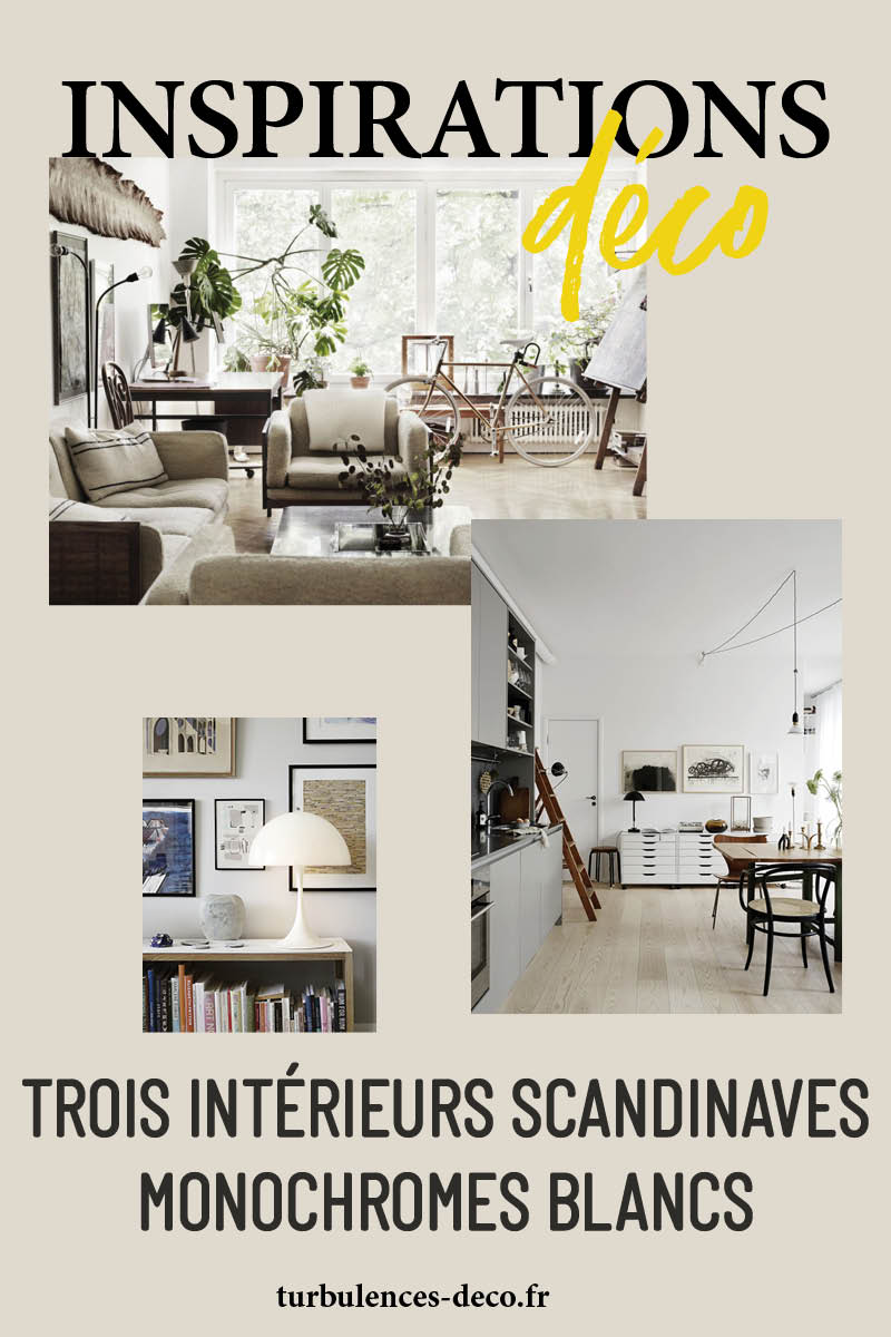 Trois intérieurs scandinaves monochromes blancs à retrouver sur Turbulences Déco