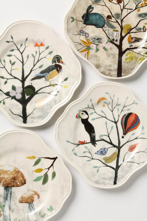 Les assiettes dessinées par Rebecca Rebouché pour Anthropologie