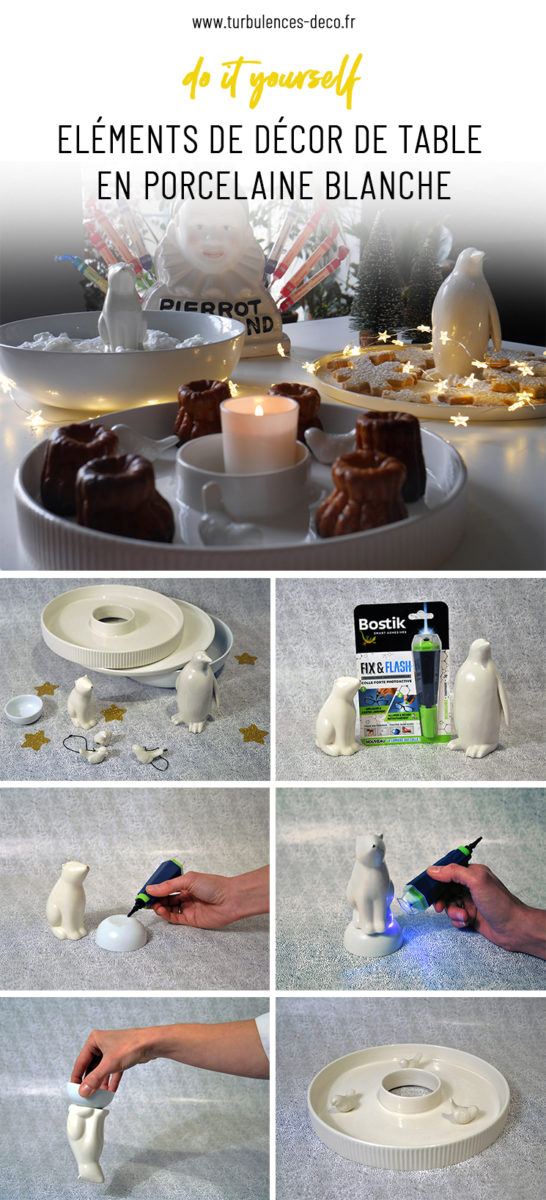 @turbulencesdeco - DIY Eléments de décor de table en porcelaine blanche