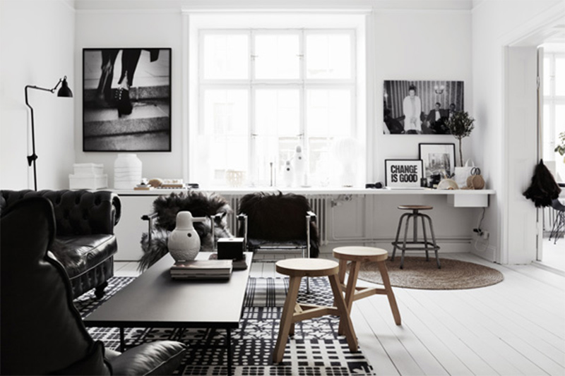 L'appartement de style scandinave en noir et blanc de Therese Sennerholt, à Stokholm, Suède