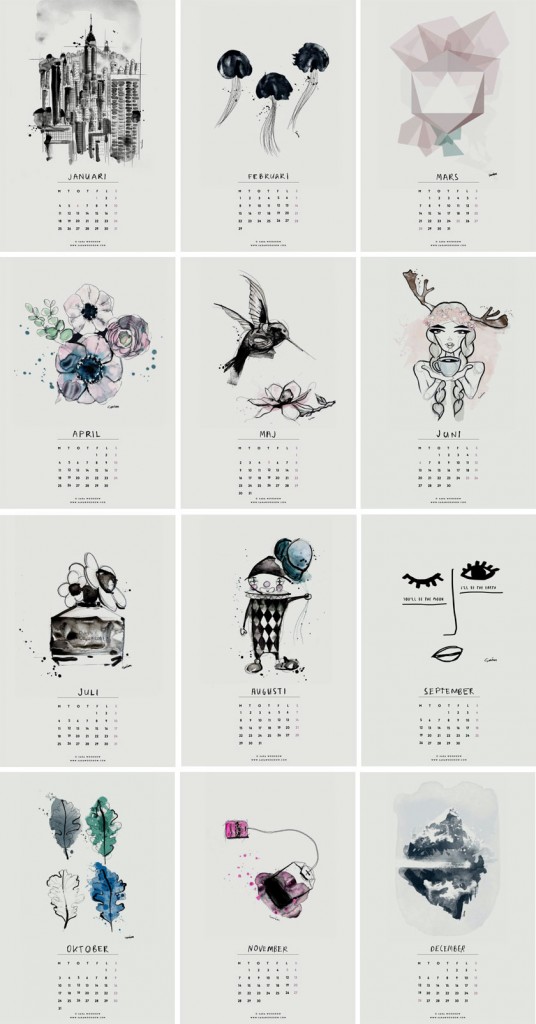 Sélection de calendriers 2016 design et graphiques - Calendrier à imprimer Sara Woodrow