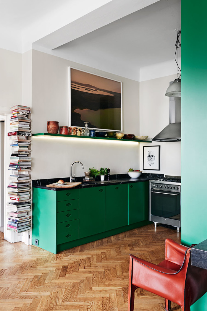 Le fil vert en décoration d'intérieur || Une cuisine verte émeraude