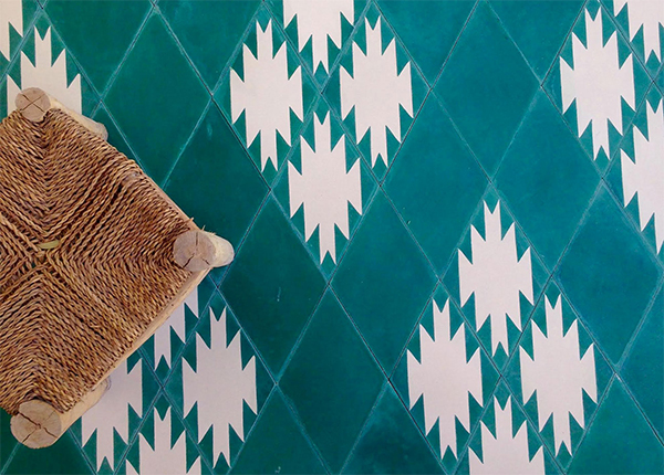 Carreau de ciment collection uni modèle bleu canard | Marrakech deco