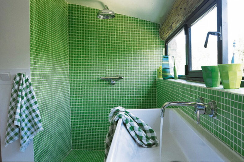 Bergerie La Sauvage : Une salle de bains verte