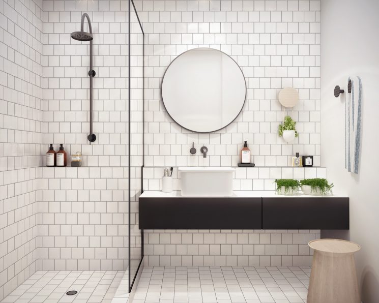 Pour une salle de bain scandinave monochrome | Kestie Lanes Studio