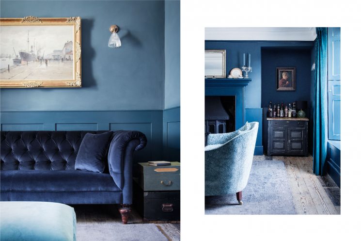 Mark Lewis interior designer || Dorset house, un salon bleu pétrole