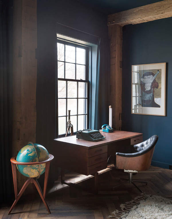 On réchauffe les bleus foncés de tons bruns et chauds || Jennifer Bunsa - Hudson house