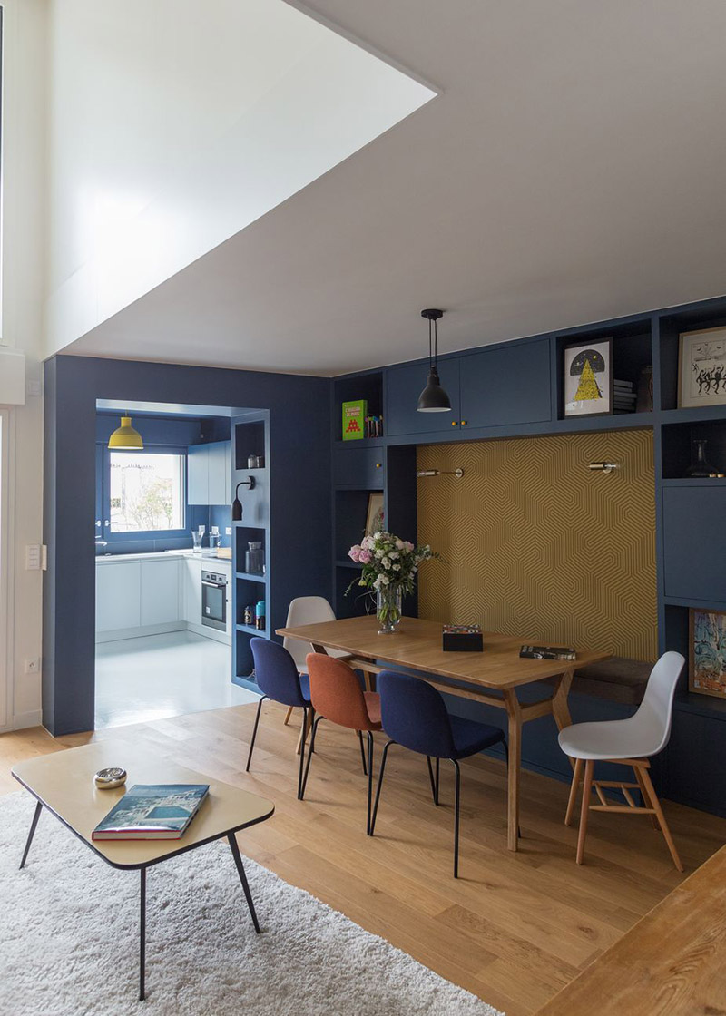 GCG architectes - Appartement privé Paris 18 avec cuisine bleue