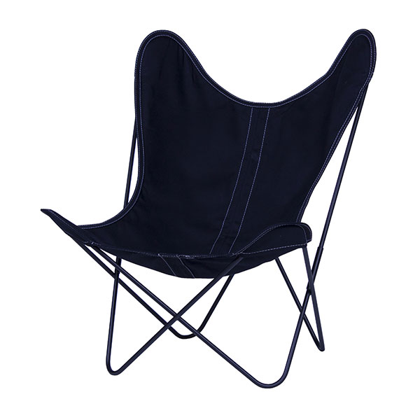 Airborne - Fauteuil en coton noir avec structure en acier noir