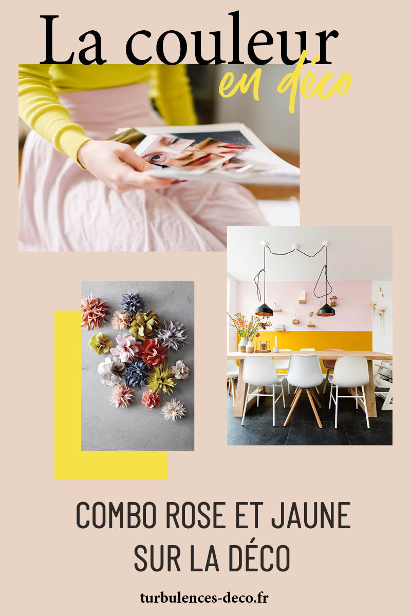 Combo rose et jaune sur la déco à retrouver sur Turbulences Déco