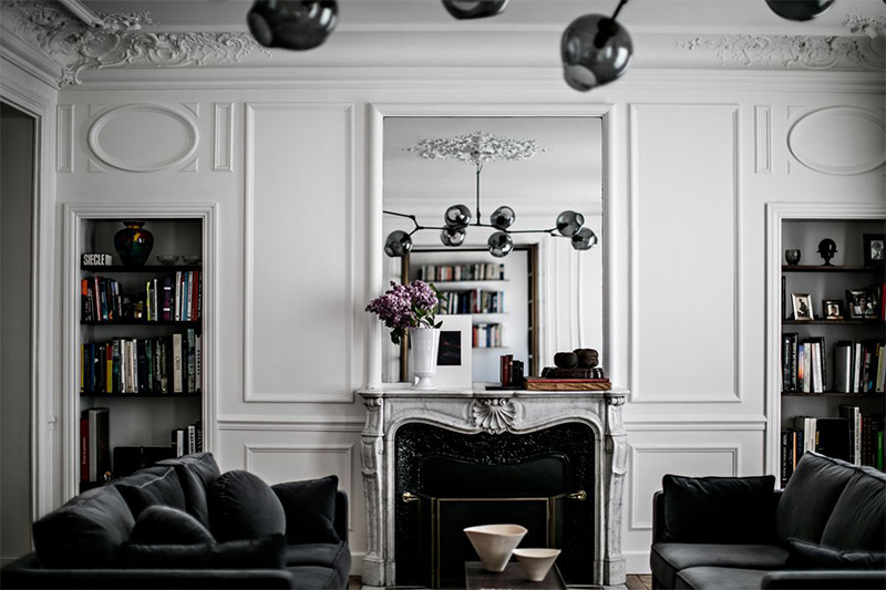 Un appartement haussmannien rénové par Jean-Charles Tomas au léger accent fifties