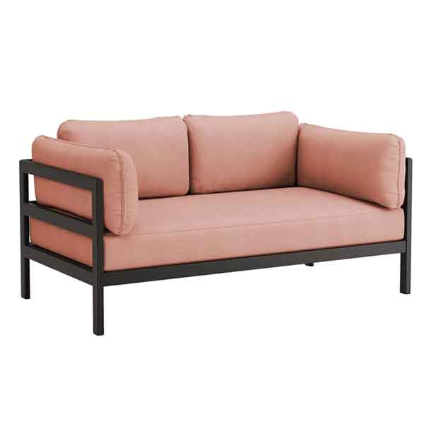 Canapé en métal noir et tissu rose chiné, Easy - Tiptoe