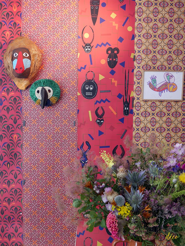 Collection de papiers-peints Sandrine Alouf & Au fil des couleurs, inspirée du wax africain Collection de papiers-peints Sandrine Alouf & Au fil des couleurs, inspirée du wax africain