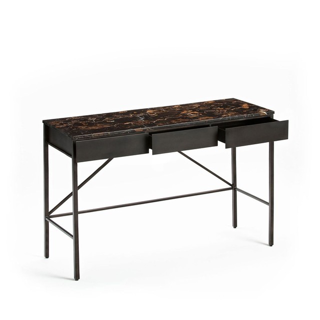 Ampm - Bureau console plateau marbre ambré, Fébée