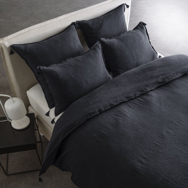Ampm - Housse de couette en lin lavé noir antique, Carly