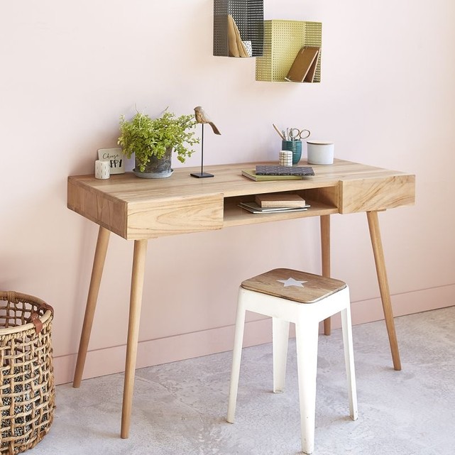 Bureau en teck, deux tiroirs, Bois Dessus Bois Dessous Bureau en teck, deux tiroirs, Bois Dessus Bois Dessous