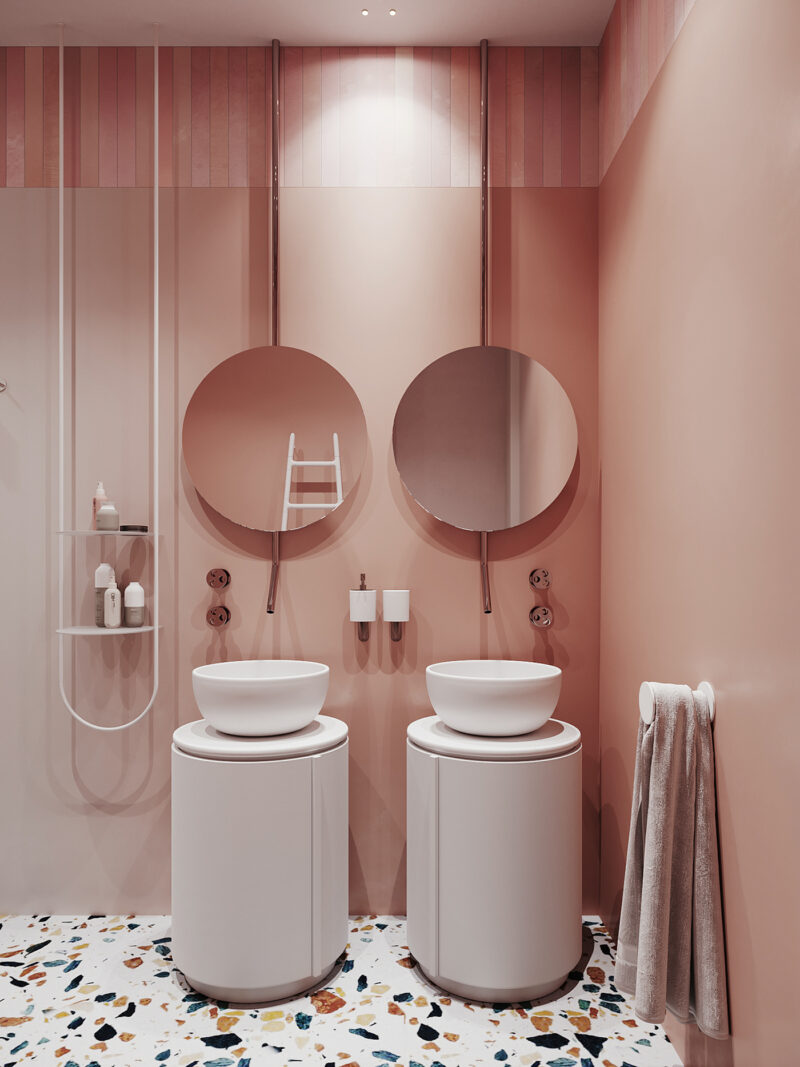 Et pourquoi pas une salle de bains rose terracotta ? - Turbulences Déco