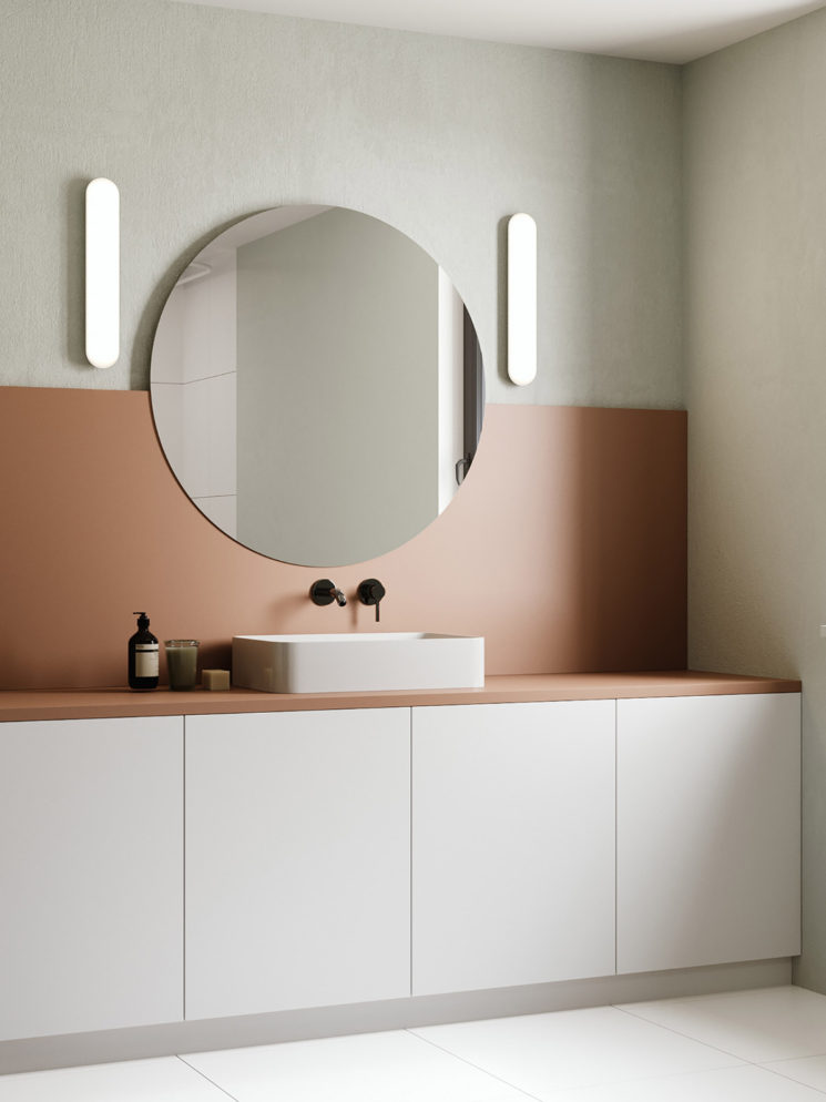 Salle de bain rose terracotta