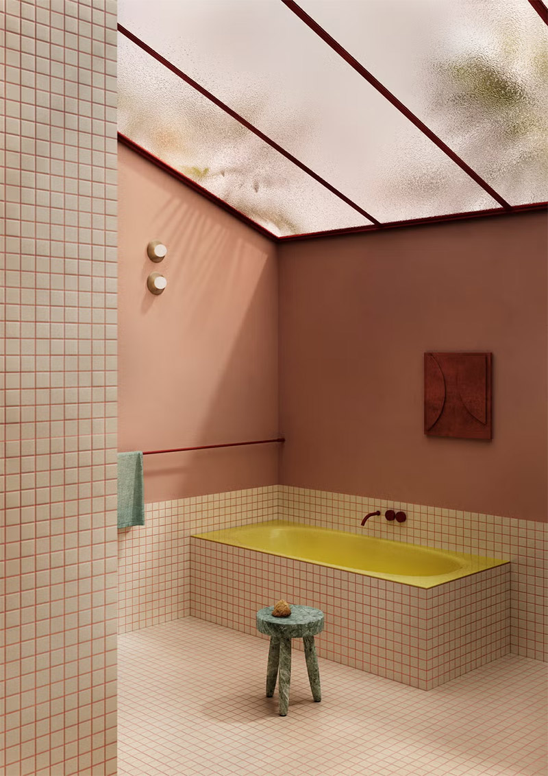 Une salle de bains terracotta réinventée par Martino Gamper Une salle de bains terracotta réinventée par Martino Gamper