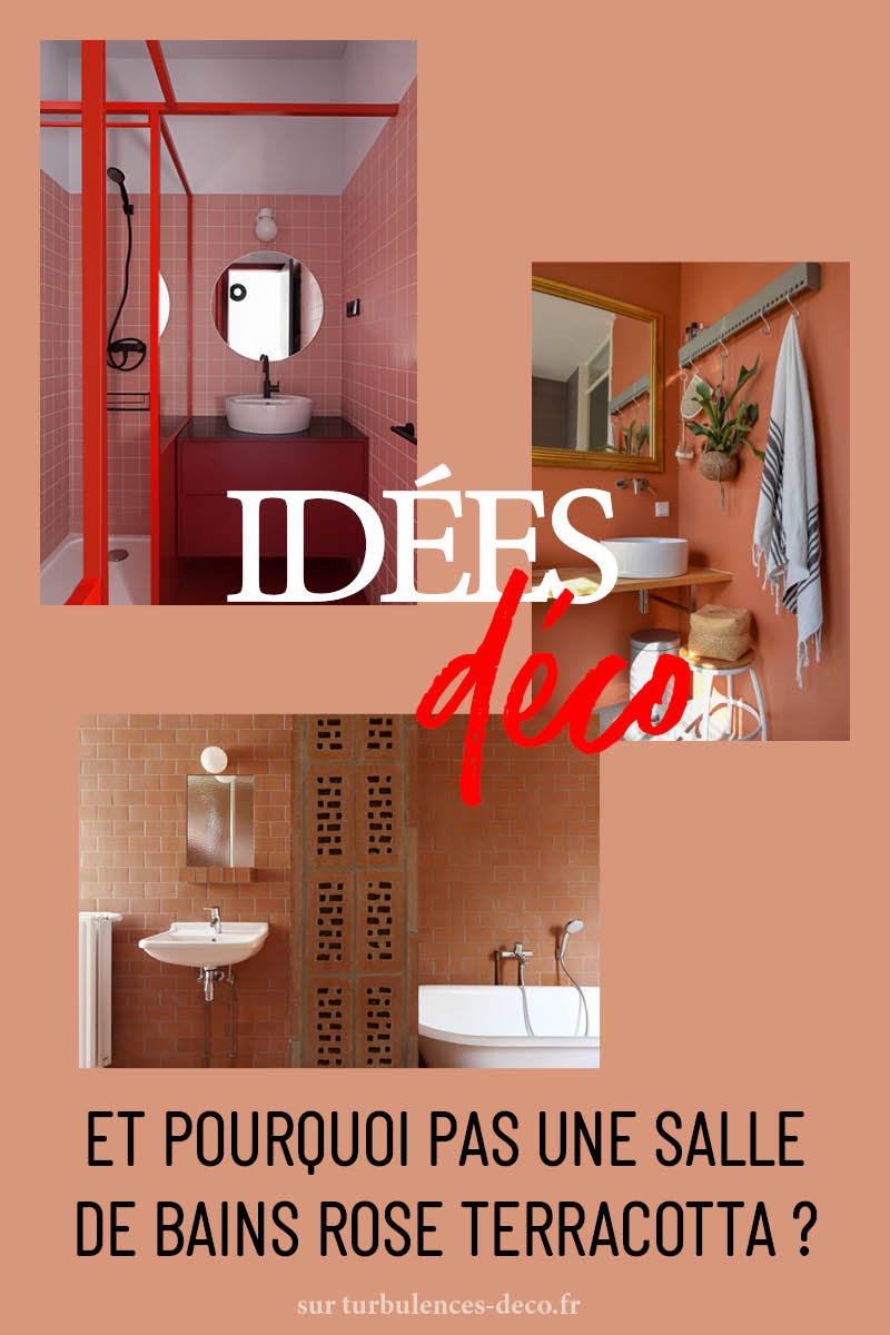Et pourquoi pas une salle de bains rose terracotta ? Un sujet déco à retrouver sur Turbulences Déco Et pourquoi pas une salle de bains rose terracotta ? Un sujet déco à retrouver sur Turbulences Déco