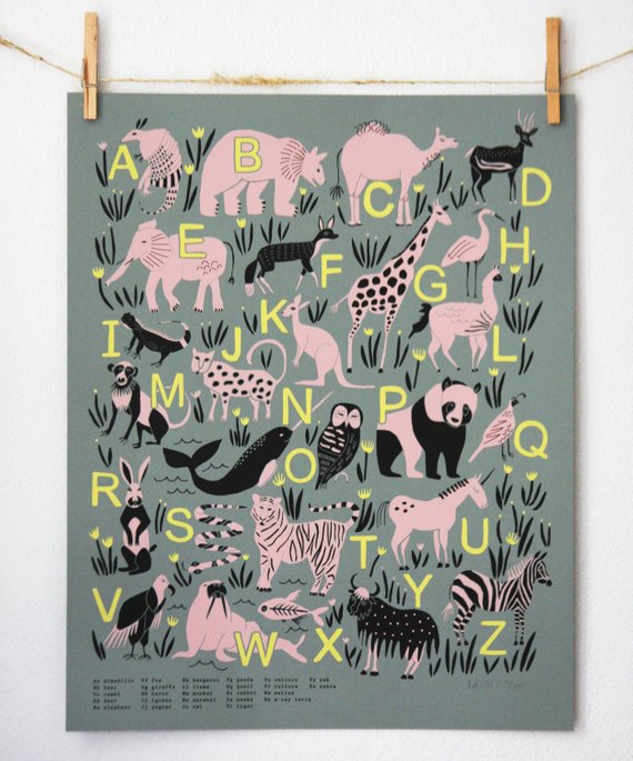 Affiche Abécédaire Animal - Boutique Leah Duncan sur Etsy