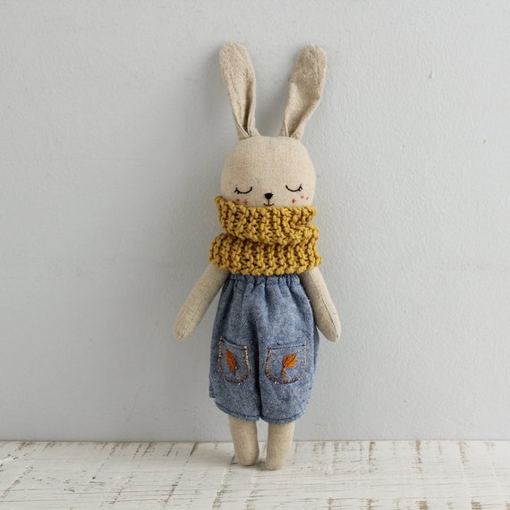 Peluche Lapin Bonhomme de neige - Boutique Pepita Calabaza sur Etsy