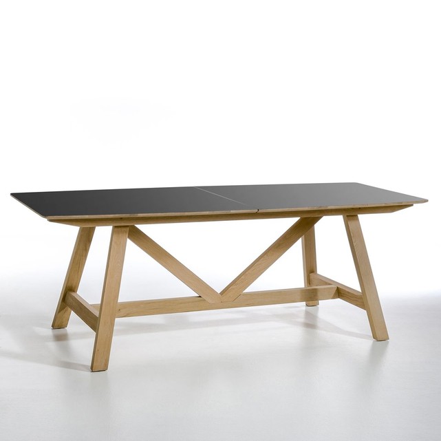 Ampm - Table chêne et métal noir à allonges, Buondi 