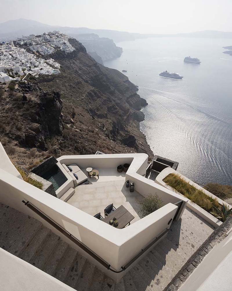 Vora Villas à Santorin, vue sur la méditerranée