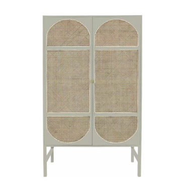 HK LIVING - Cabinet en bois et cannage, gris clair, Suncai