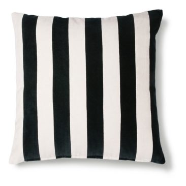 HK Living - Coussin à rayures en velours noir et blanc