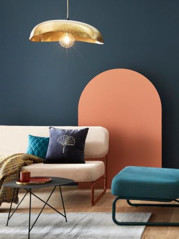 Banquette en bleu ou rose clair, collaboration Maison Mirbel & Cyrillus