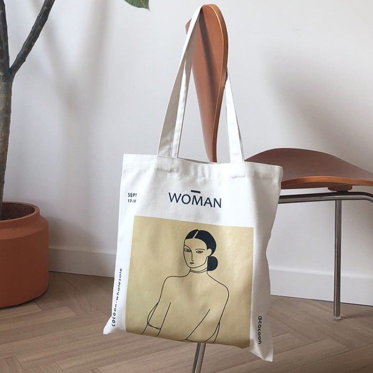 Joli tote bag ou sac en tissu, imprimé avec un dessin de Henri Matisse, sur la boutique Etsy Anaan Woman