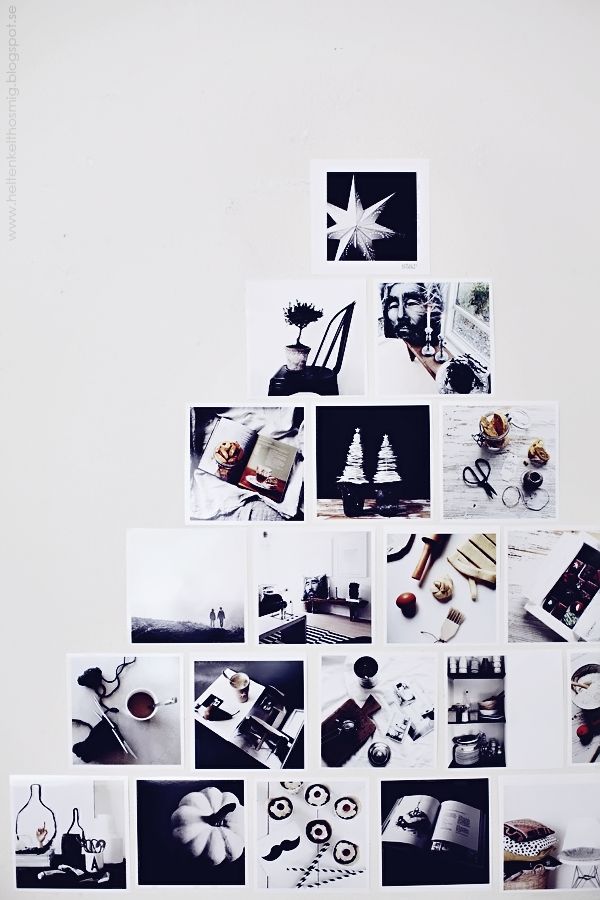 Un sapin de Noël mural, vraiment original, réalisé avec des photos en noir et blanc