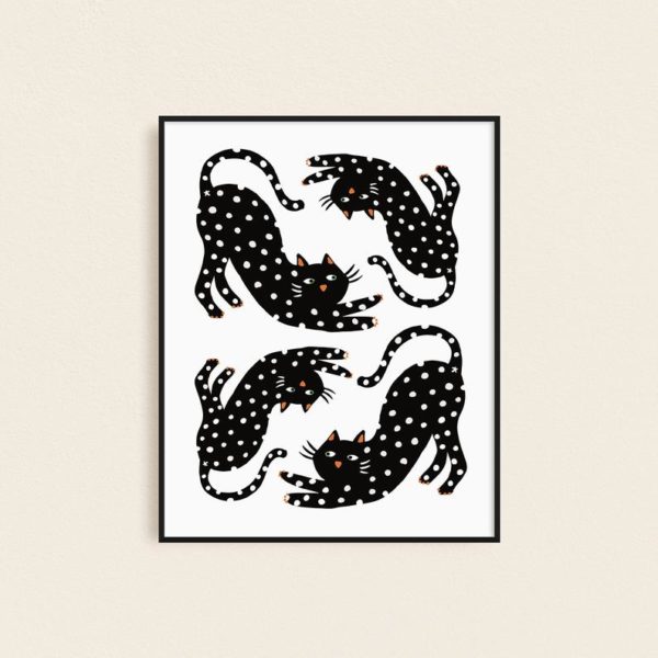 Affiche chats noirs - Boutique Freckled Fuchsia sur Etsy