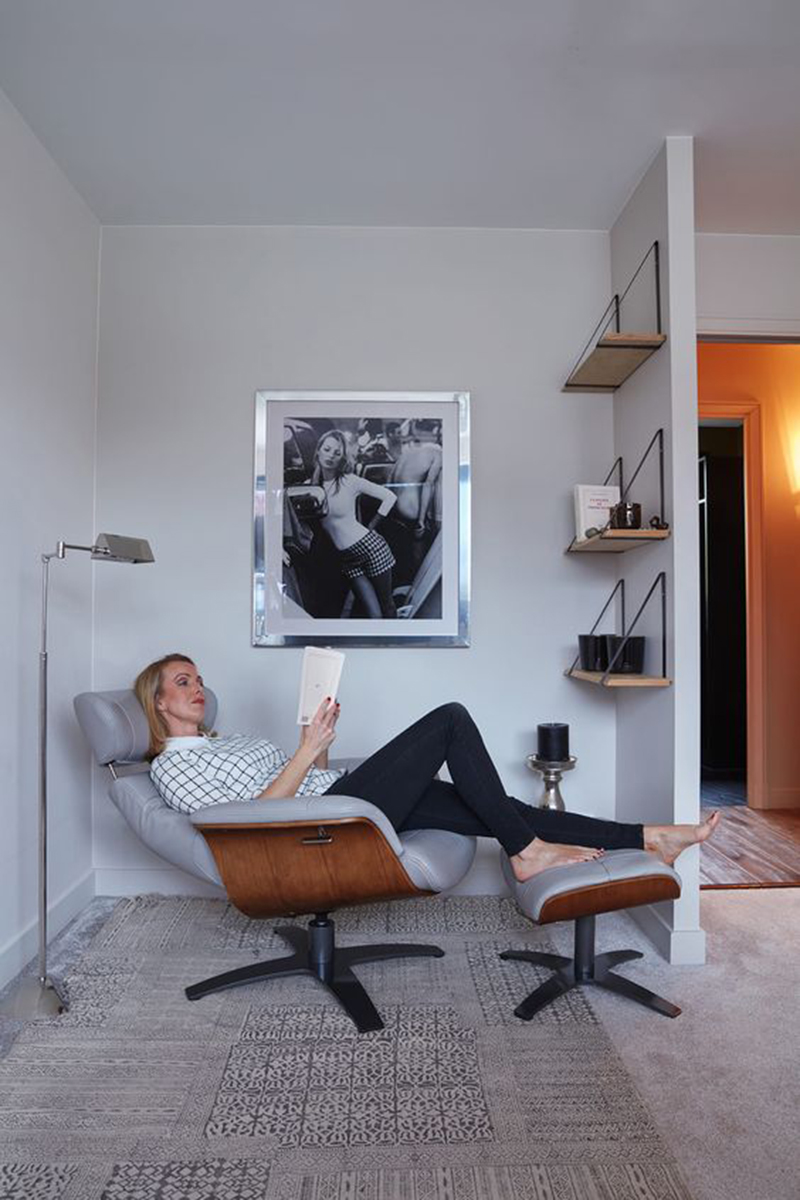 My New Design - Fauteuil relax en cuir gris et chêne VEGA My New Design - Fauteuil relax en cuir gris et chêne VEGA