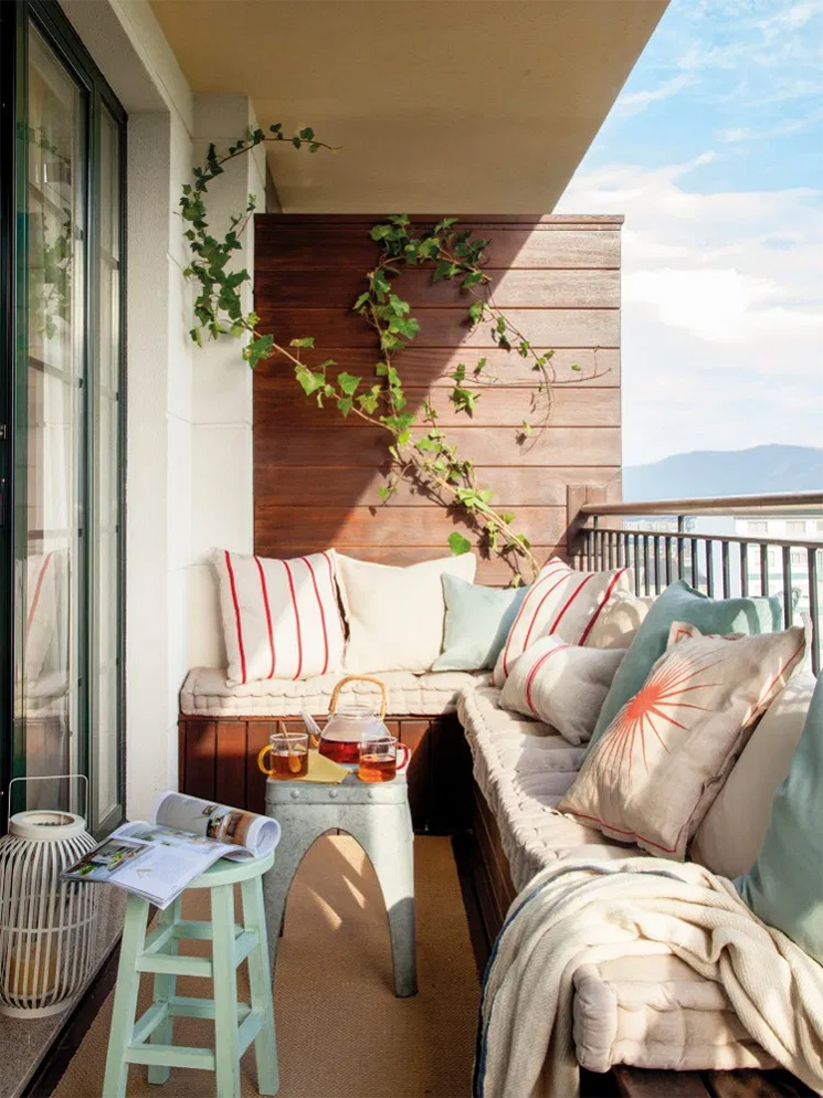 Aménager son balcon avec une banquette - Design intérieur Celia Drego