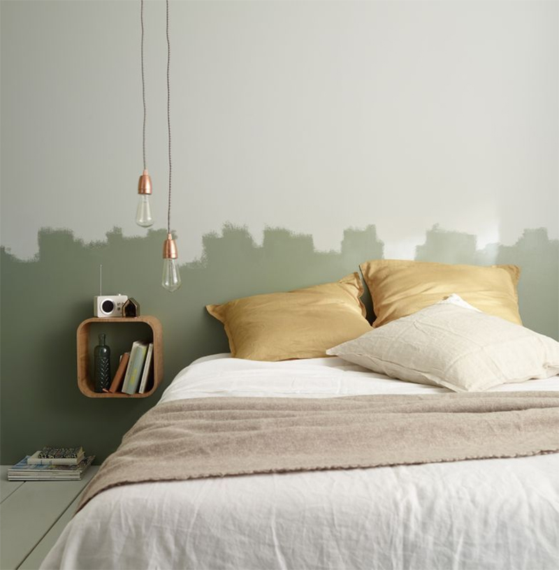 10 idées déco pour une chambre à coucher stylée // S'amuser avec la peinture pour marquer une tête de lit, orignal et pas cher