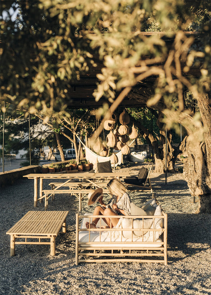 L'Hôtel Casita Casita à Lindos // Un espace extérieur très boho