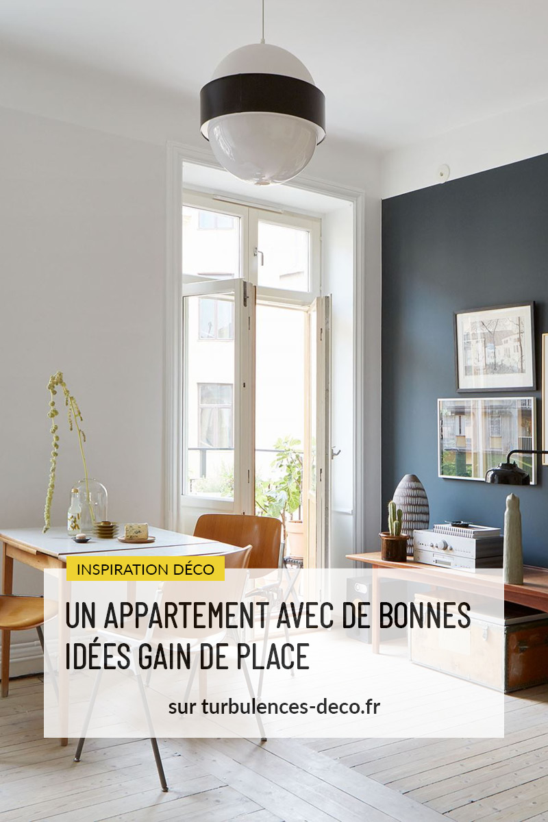 Un appartement avec de bonnes idées gain de place à retrouver sur Turbulences Déco