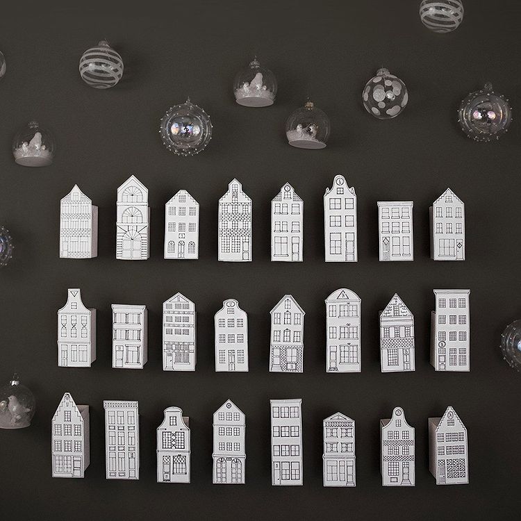 Calendrier de l'avent DIY - Petites maisons en papier - Création de @befrenchie à télécharger sur son site