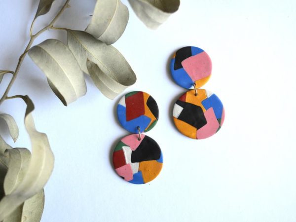 Boucles d’oreilles colorées en argile polymère - Boutique Etsy Ju Ma Handmades